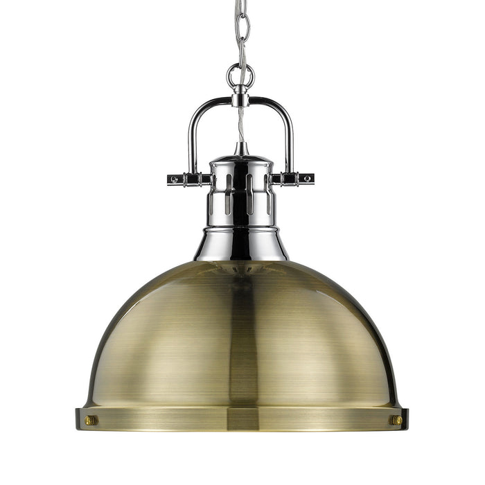 Golden 3602-L CH-AB One Light Pendant, Chrome