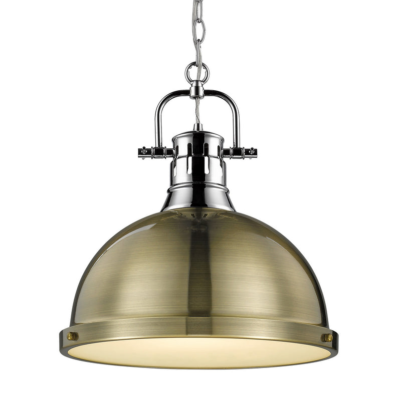 Golden 3602-L CH-AB One Light Pendant, Chrome