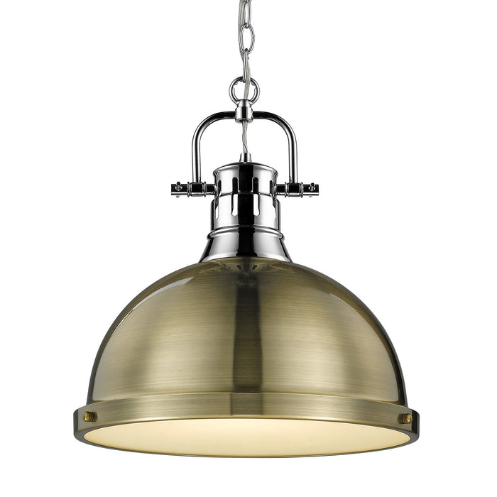 Golden 3602-L CH-AB One Light Pendant, Chrome