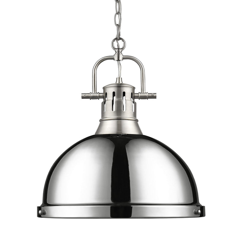 Golden 3602-L PW-CH One Light Pendant, Pewter