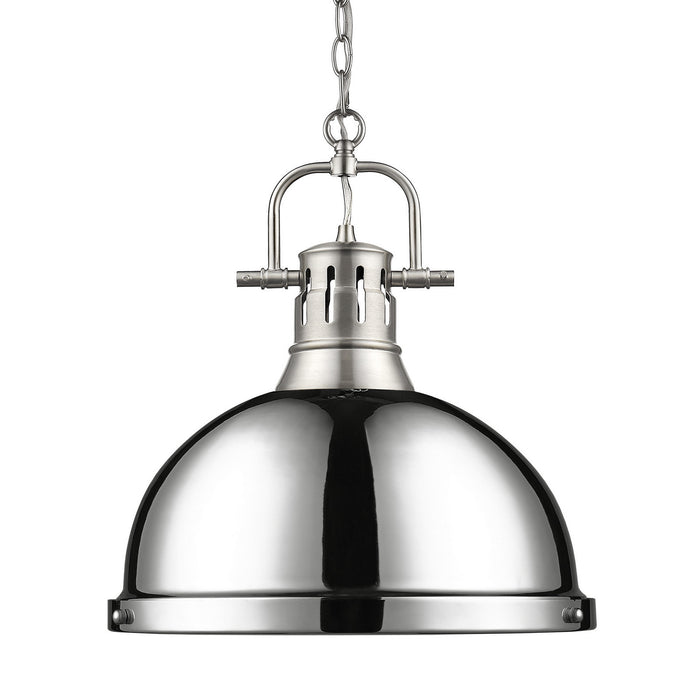 Golden 3602-L PW-CH One Light Pendant, Pewter