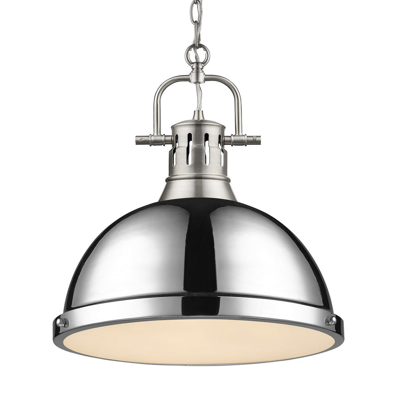 Golden 3602-L PW-CH One Light Pendant, Pewter