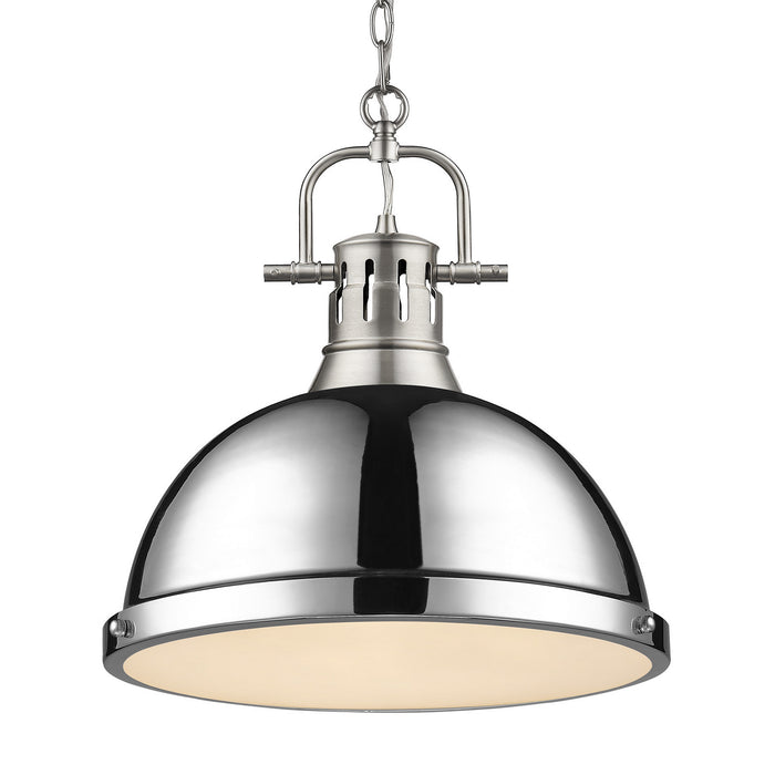 Golden 3602-L PW-CH One Light Pendant, Pewter