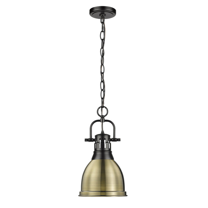 Golden 3602-S BLK-AB One Light Pendant, Matte Black