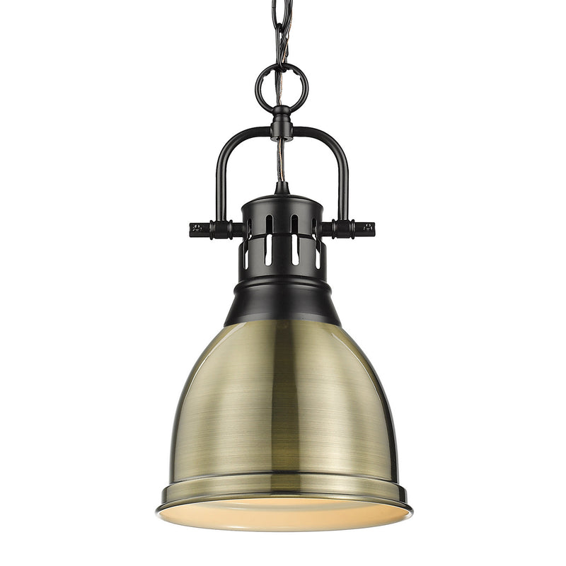 Golden 3602-S BLK-AB One Light Pendant, Matte Black