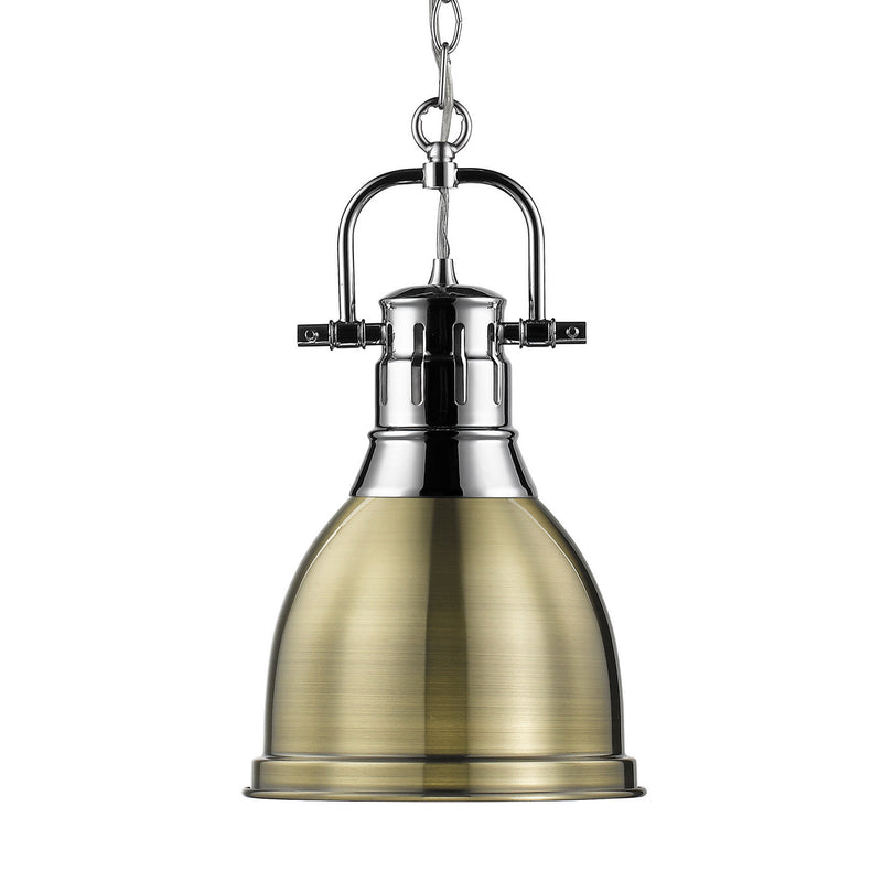Golden 3602-S CH-AB One Light Pendant, Chrome
