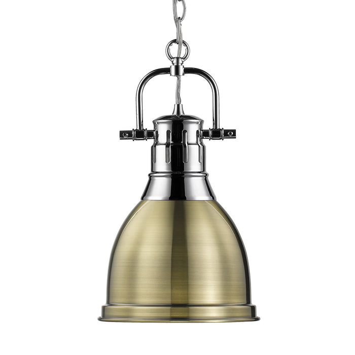 Golden 3602-S CH-AB One Light Pendant, Chrome