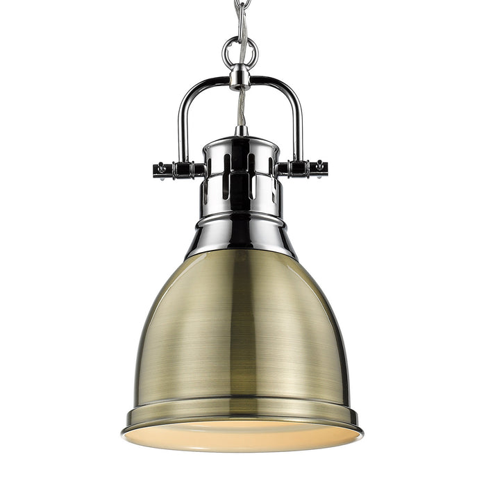 Golden 3602-S CH-AB One Light Pendant, Chrome