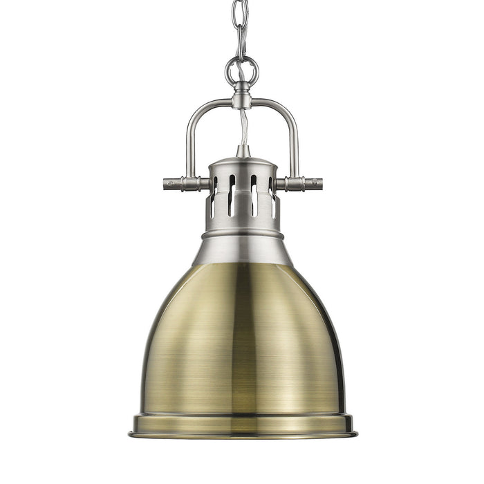 Golden 3602-S PW-AB One Light Pendant, Pewter