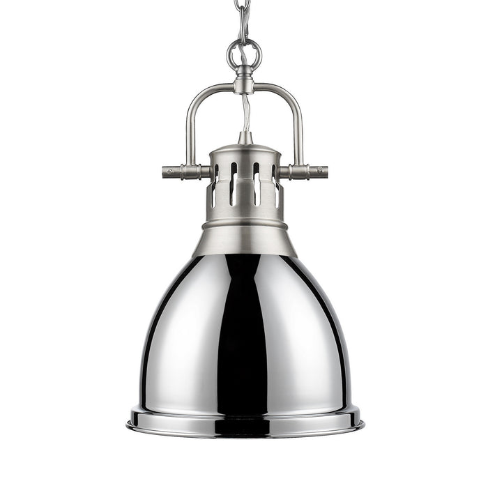 Golden 3602-S PW-CH One Light Pendant, Pewter