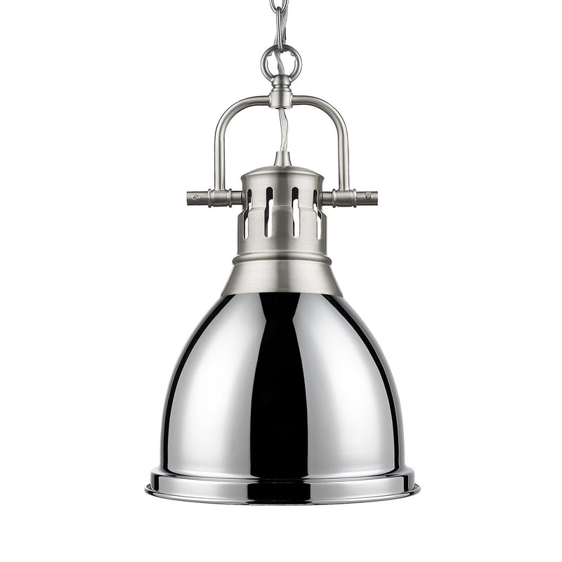 Golden 3602-S PW-CH One Light Pendant, Pewter