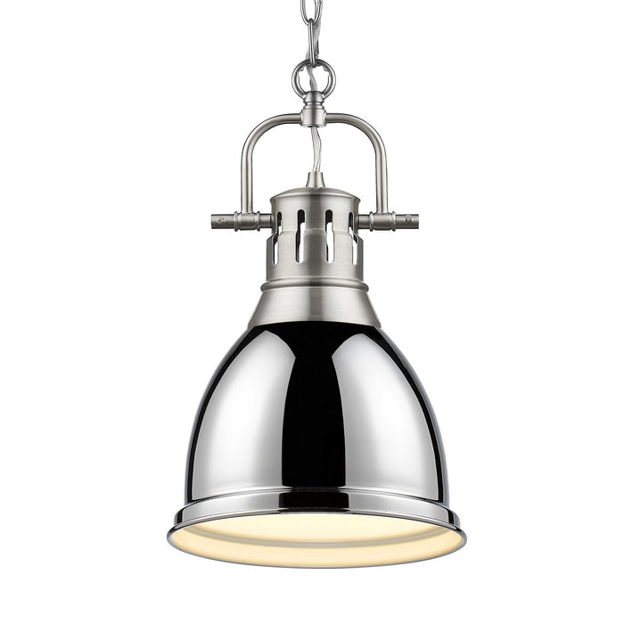 Golden 3602-S PW-CH One Light Pendant, Pewter