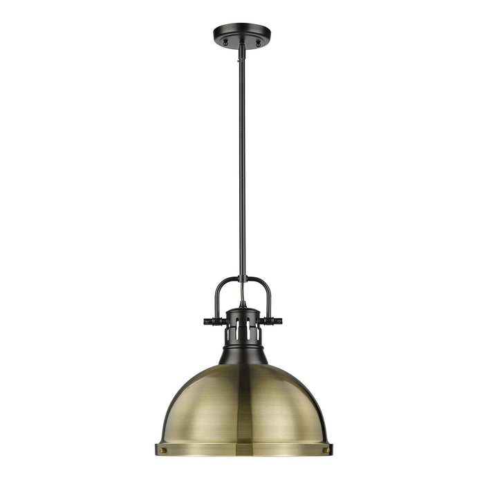 Golden 3604-L BLK-AB One Light Pendant, Matte Black