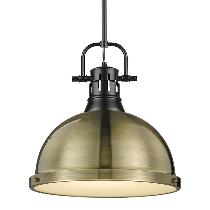 Golden 3604-L BLK-BLK One Light Pendant, Matte Black