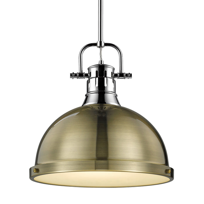 Golden 3604-L CH-AB One Light Pendant, Chrome