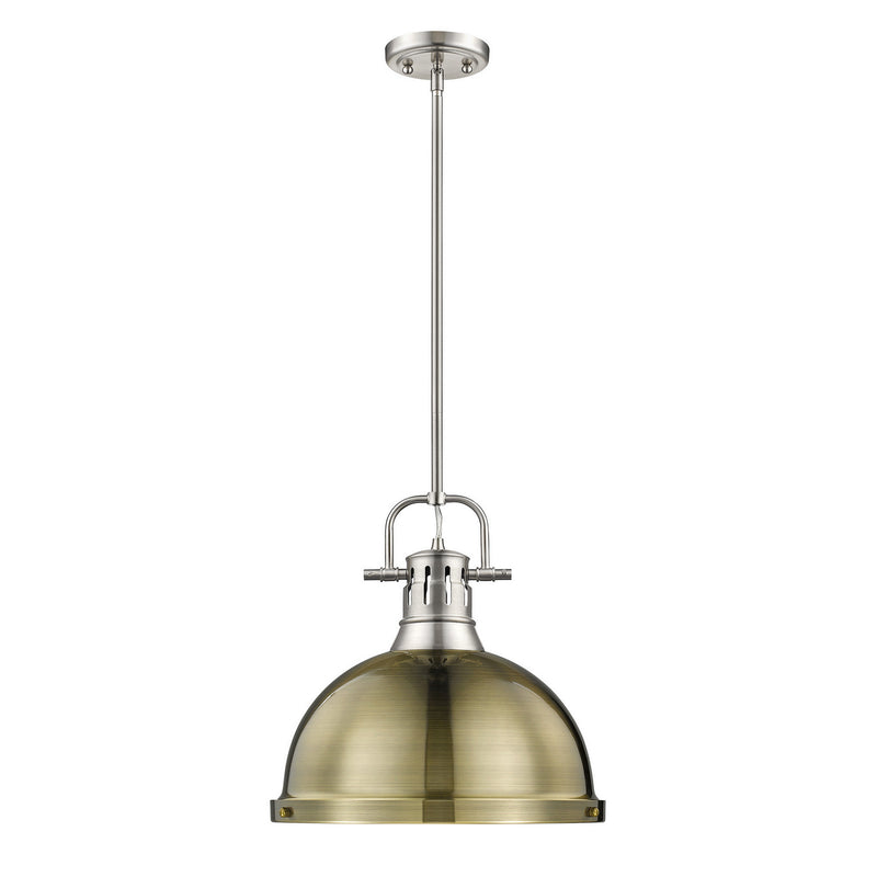 Golden 3604-L PW-AB One Light Pendant, Pewter