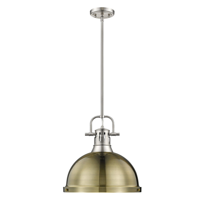 Golden 3604-L PW-AB One Light Pendant, Pewter