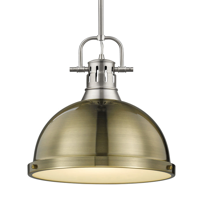 Golden 3604-L PW-AB One Light Pendant, Pewter