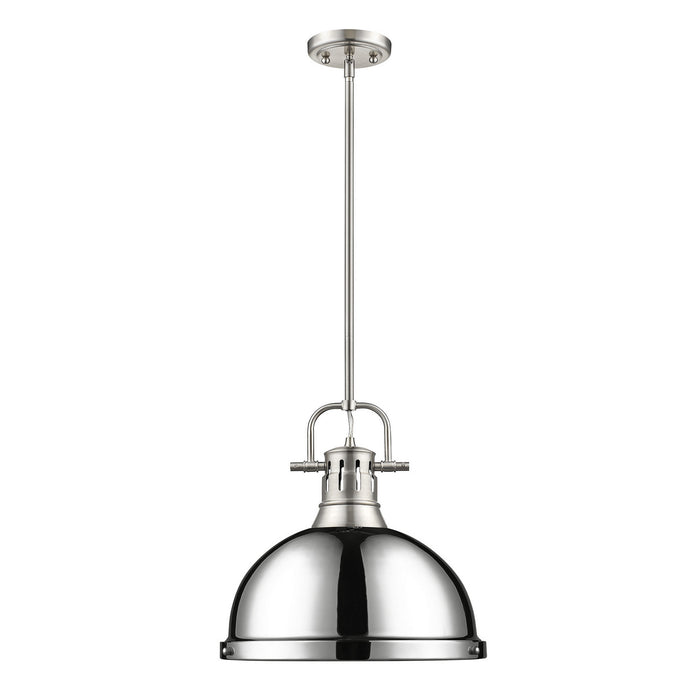 Golden 3604-L PW-CH One Light Pendant, Pewter