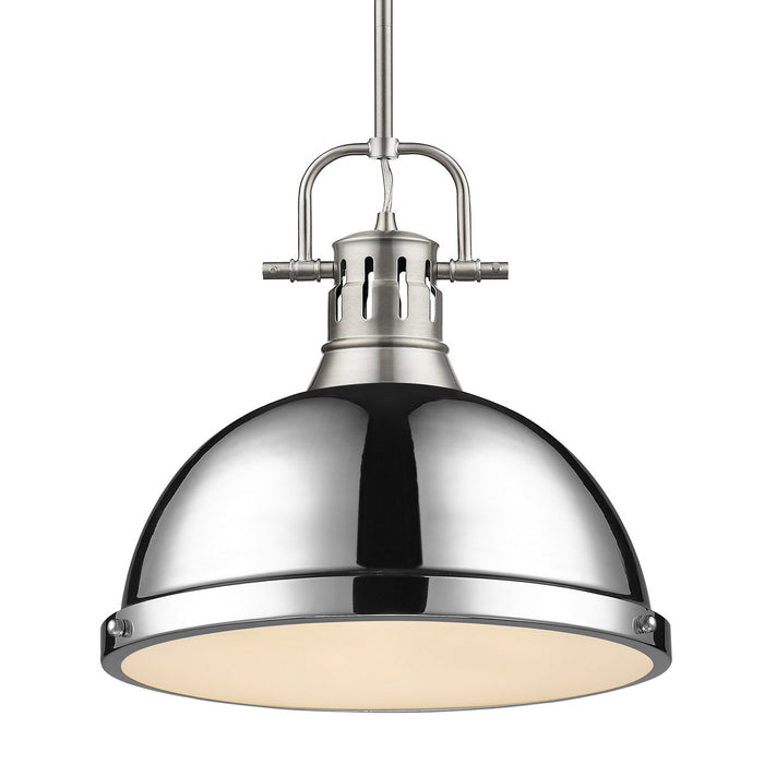 Golden 3604-L PW-CH One Light Pendant, Pewter