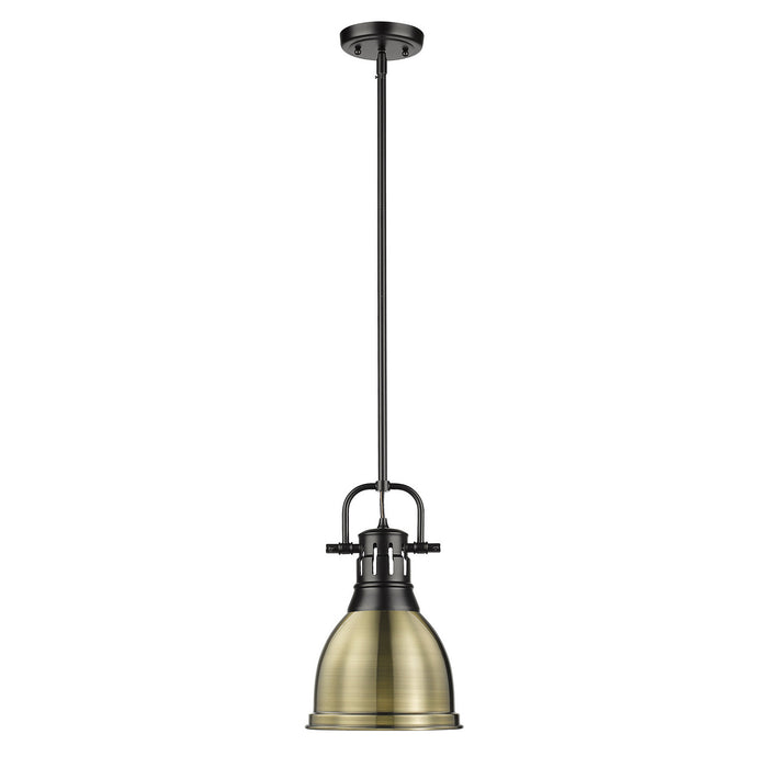 Golden 3604-S BLK-AB One Light Pendant, Matte Black