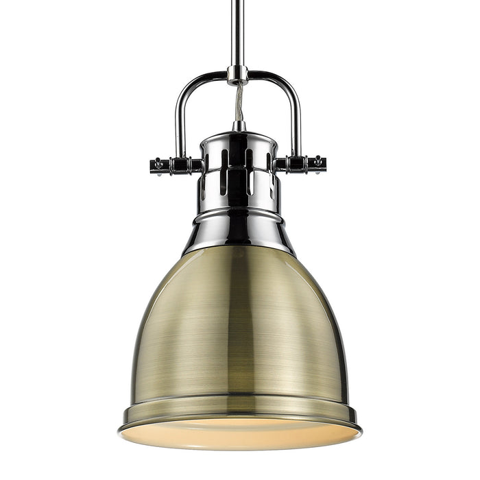 Golden 3604-S CH-AB One Light Pendant, Chrome