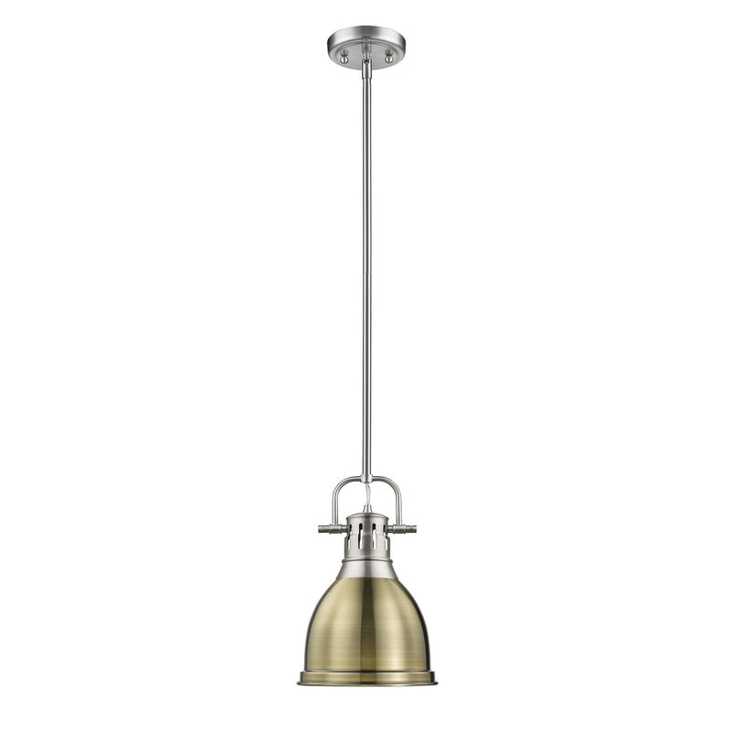 Golden 3604-S PW-AB One Light Pendant, Pewter