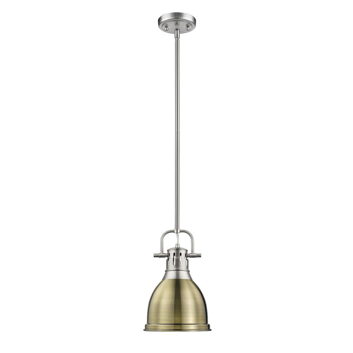 Golden 3604-S PW-AB One Light Pendant, Pewter