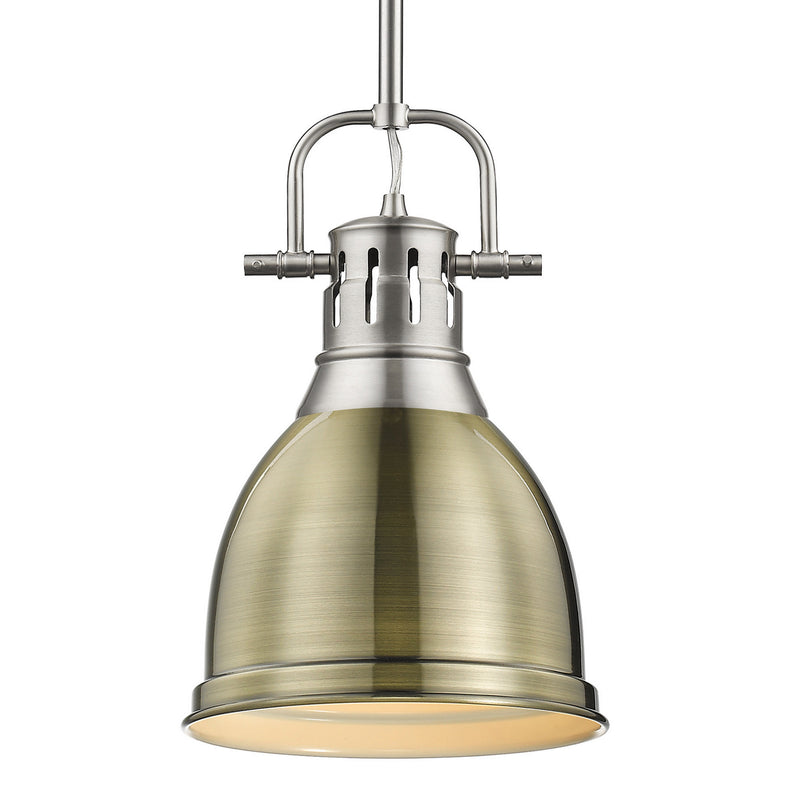 Golden 3604-S PW-AB One Light Pendant, Pewter