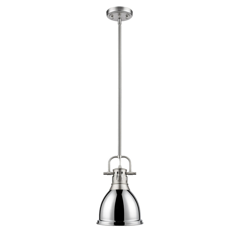 Golden 3604-S PW-CH One Light Pendant, Pewter