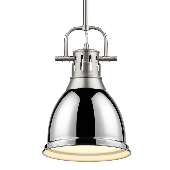 Golden 3604-S PW-CH One Light Pendant, Pewter