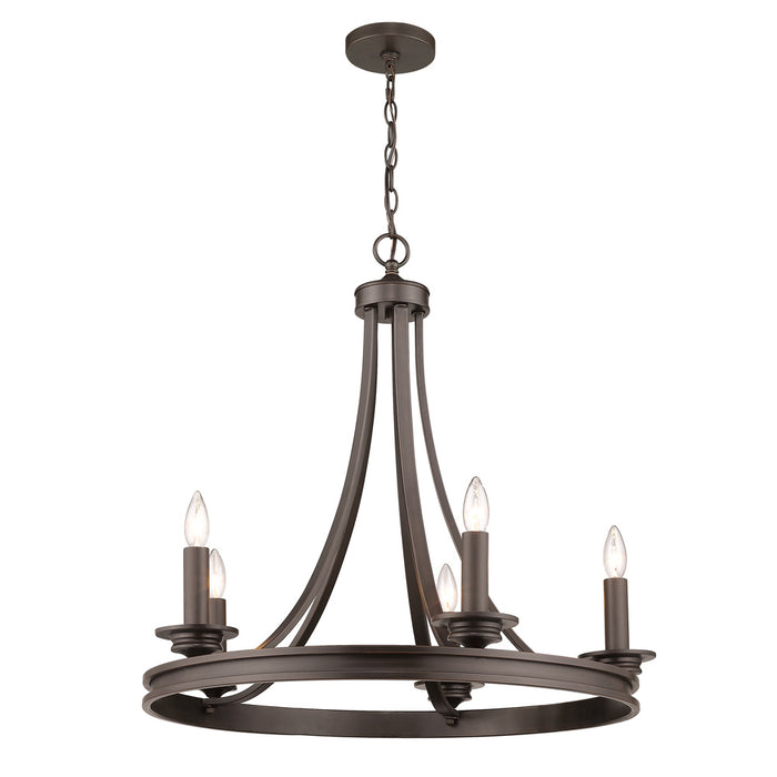 Golden 3863-5 RBZ Five Light Chandelier, Rubbed Bronze