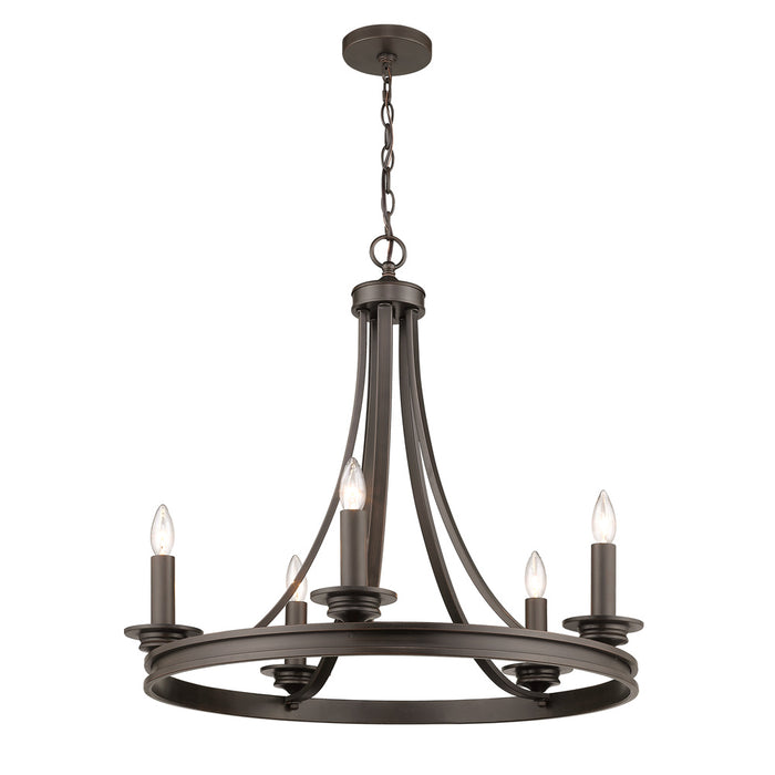 Golden 3863-5 RBZ Five Light Chandelier, Rubbed Bronze