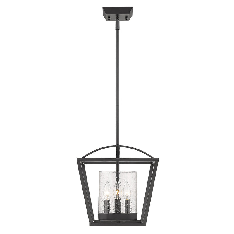 Golden 4309-M3 BLK-BLK-SD Three Light Mini Chandelier, Matte Black