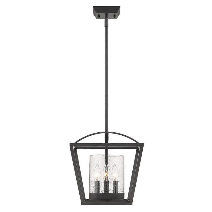 Golden 4309-M3 BLK-BLK-SD Three Light Mini Chandelier, Matte Black