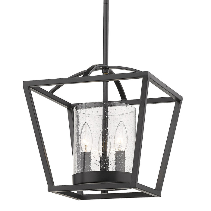 Golden 4309-M3 BLK-BLK-SD Three Light Mini Chandelier, Matte Black