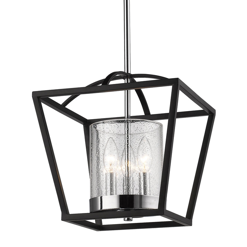 Golden 4309-M3 BLK-SD Three Light Mini Chandelier, Matte Black