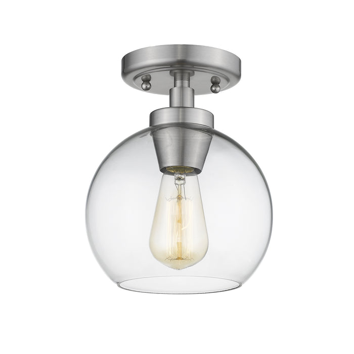 Golden 4855-FM PW-CLR One Light Flush Mount, Pewter