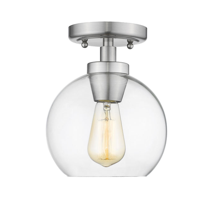 Golden 4855-FM PW-CLR One Light Flush Mount, Pewter