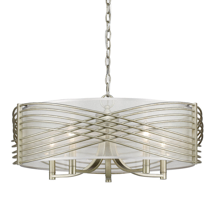 Golden 5516-5SF WG-SHR Five Light Semi-Flush Mount, White Gold