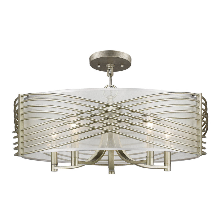 Golden 5516-5SF WG-SHR Five Light Semi-Flush Mount, White Gold