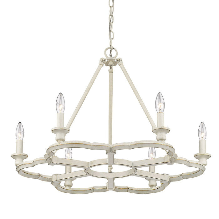 Golden 5926-6 FW Six Light Chandelier, French White