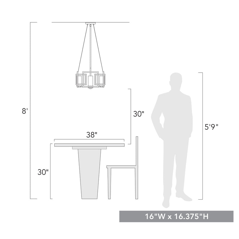 Golden 6068-4P PW Four Light Pendant, Pewter