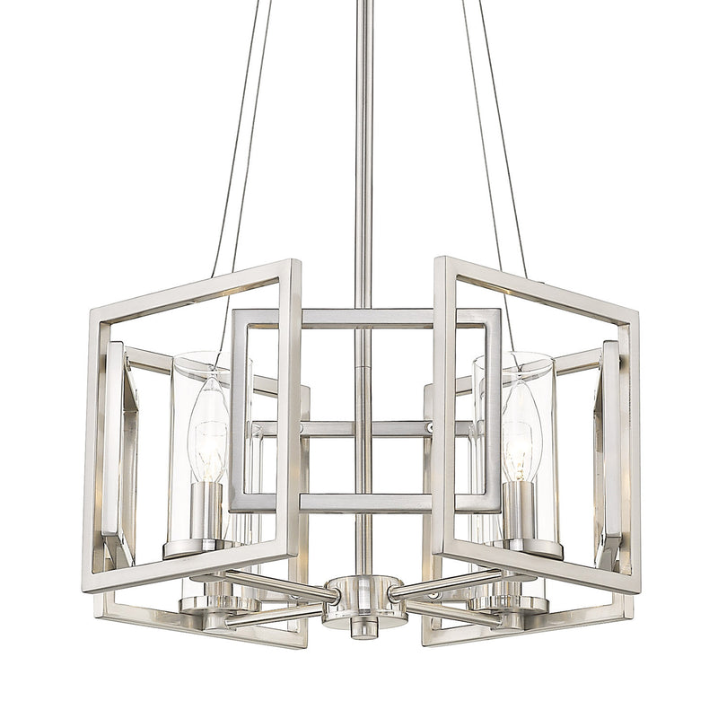 Golden 6068-4P PW Four Light Pendant, Pewter