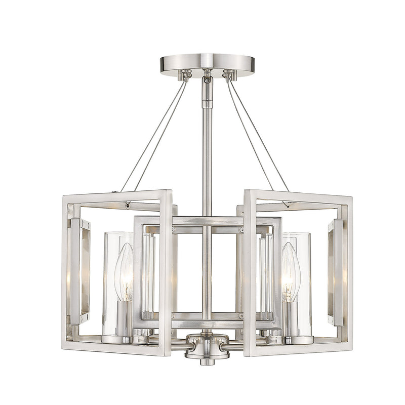 Golden 6068-SF PW Four Light Semi-Flush Mount, Pewter