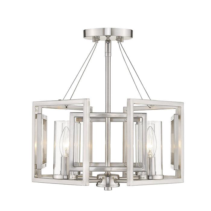 Golden 6068-SF PW Four Light Semi-Flush Mount, Pewter