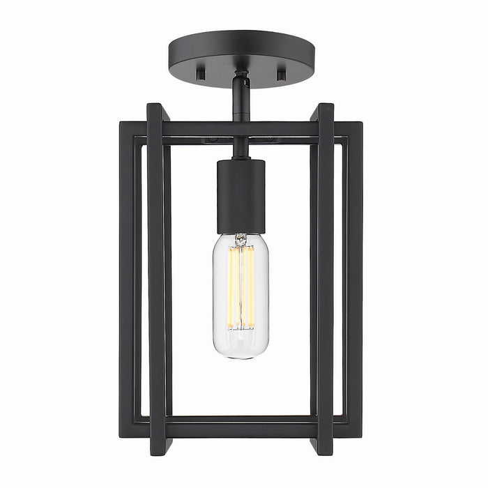 Golden 6070-1SF BLK-BLK One Light Semi-Flush Mount, Matte Black