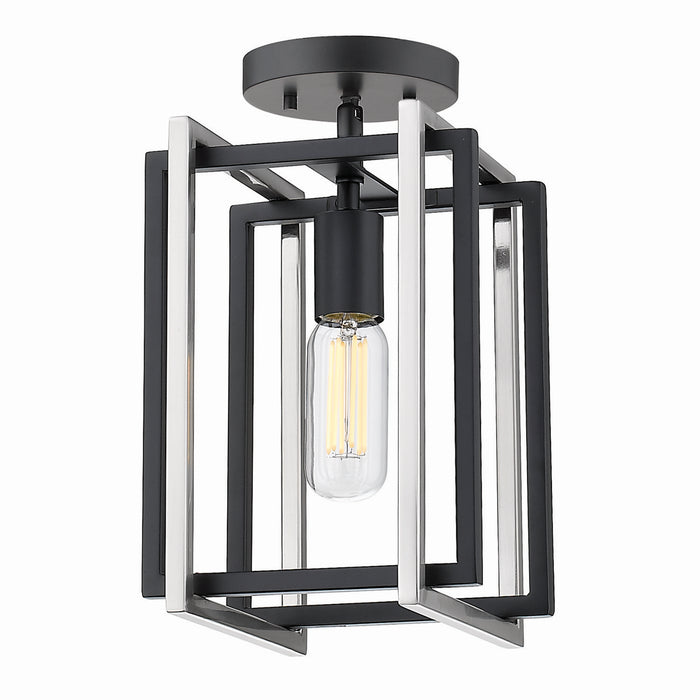 Golden 6070-1SF BLK-PW One Light Semi-Flush Mount, Matte Black