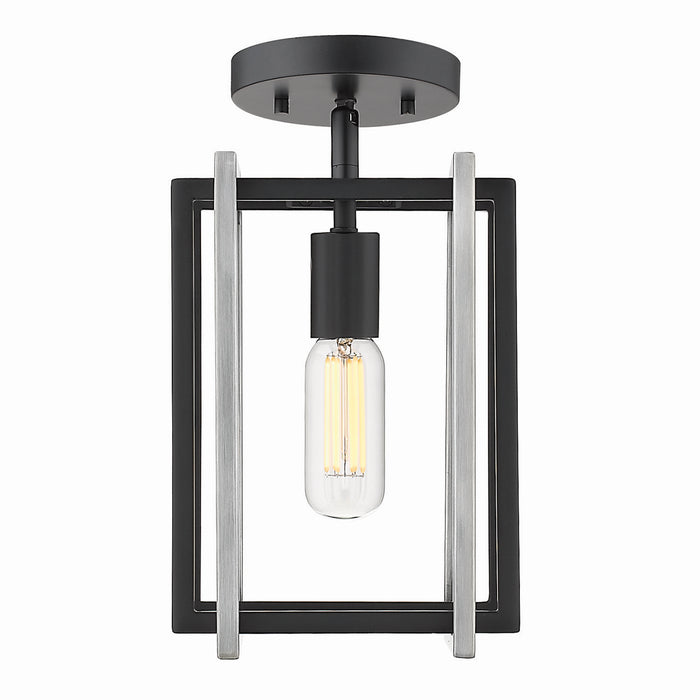Golden 6070-1SF BLK-PW One Light Semi-Flush Mount, Matte Black