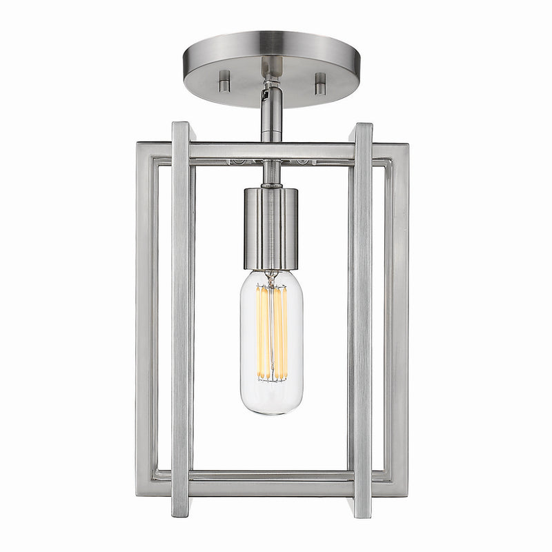 Golden 6070-1SF PW-PW One Light Semi-Flush Mount, Pewter